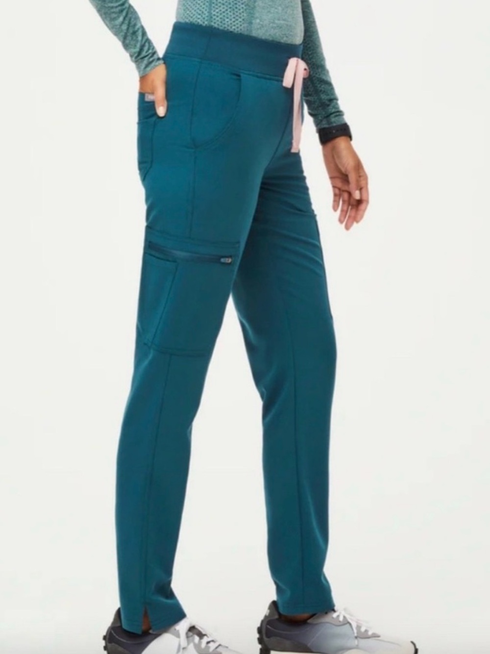 FIGS Womens Caribbean Blue Yola High-Rise Slim Scrub Pant - Picture 2 of 6